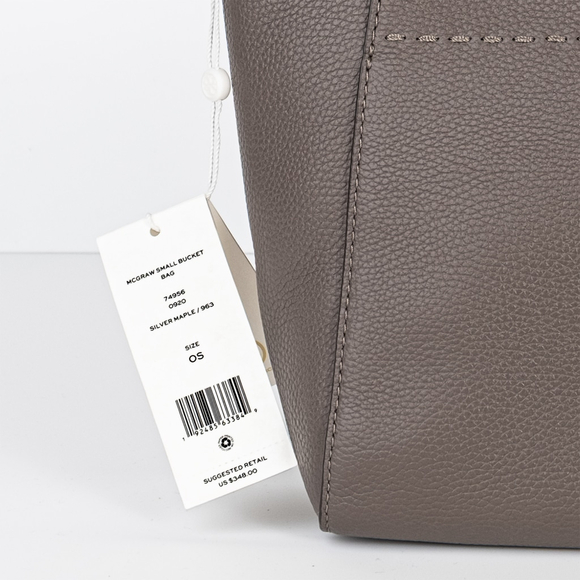 NWT Tory Burch Women's McGraw Small Bucket Bag Silver Maple Taupe Crossbody $348 - Picture 7 of 12